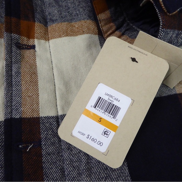 Levi’s Hooded Plaid Twill Jacket w Faux Fur Sherpa Lining Coat NWT - Picture 4 of 10